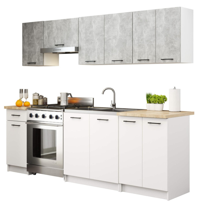 Kuchyňská linka OLIWIA 2.4 m beton / bílá