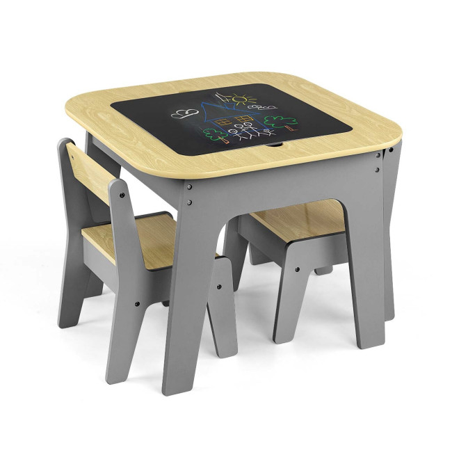 Dětský stůl Olaf Blocks tmavě šedý se dvěma židlemi