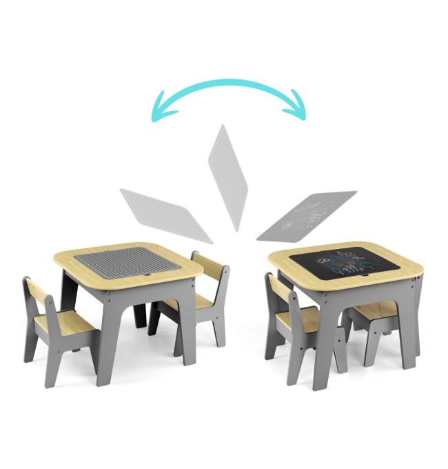 Dětský stůl Olaf Blocks tmavě šedý se dvěma židlemi