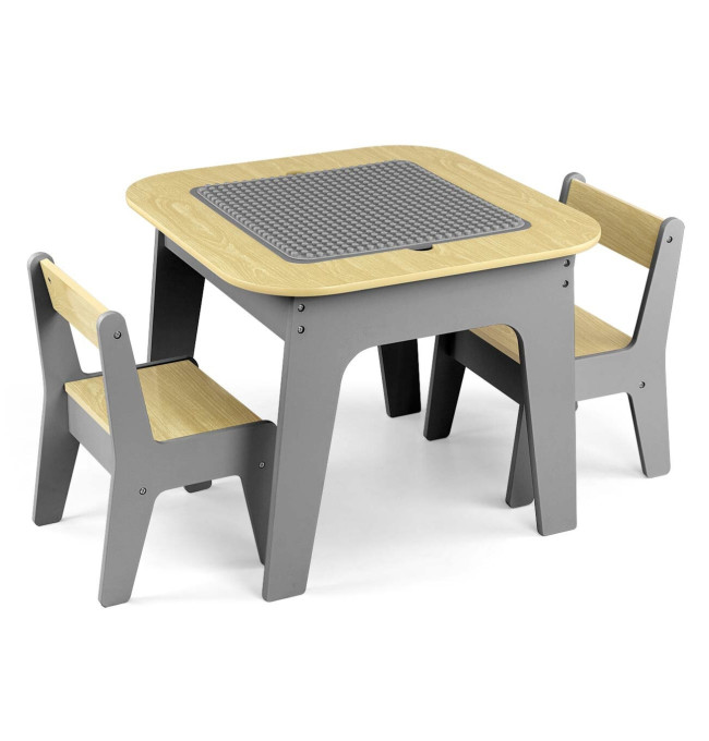 Dětský stůl Olaf Blocks tmavě šedý se dvěma židlemi