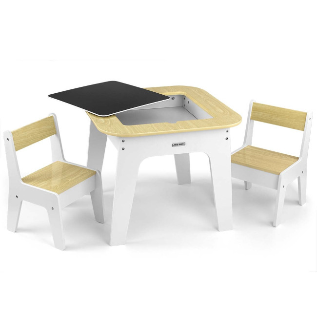 Dětský stůl Olaf Blocks bílý se dvěma židlemi