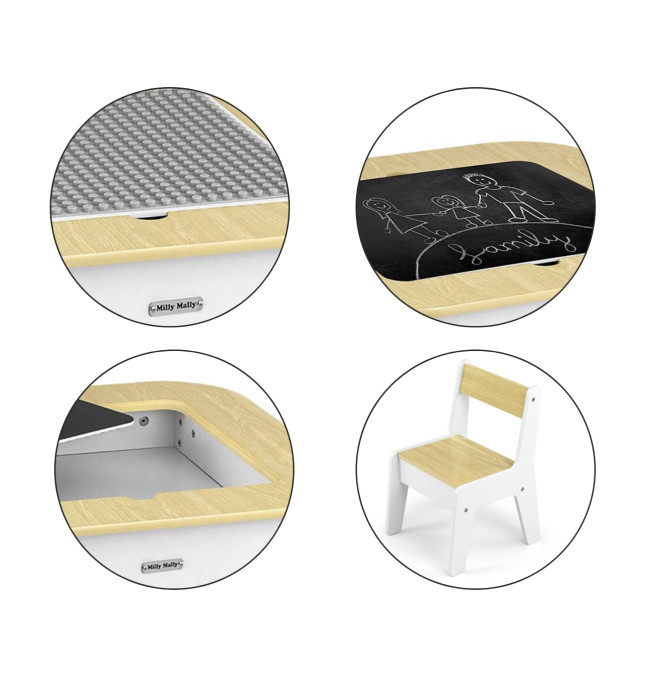 Dětský stůl Olaf Blocks bílý se dvěma židlemi