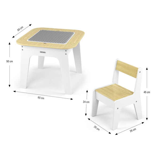 Dětský stůl Olaf Blocks bílý se dvěma židlemi