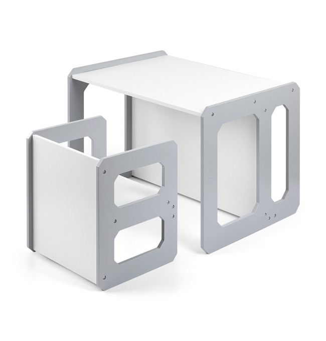 Dětský stůl Stella 3v1 šedý s židlí