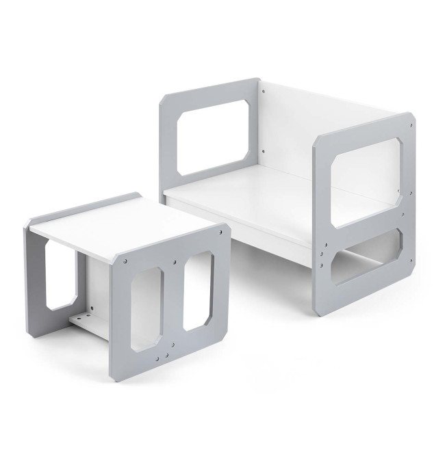 Dětský stůl Stella 3v1 šedý s židlí