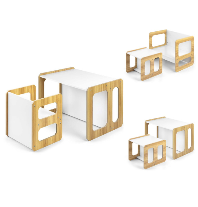 Dětský stůl Stella 3v1 naturální se židlí