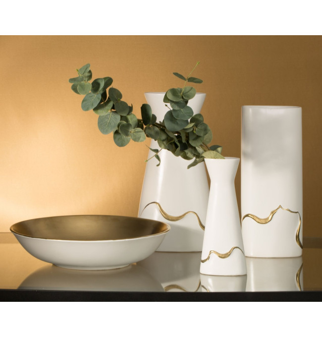 Dekorativní miska EBRU1 01 bílá/zlatá