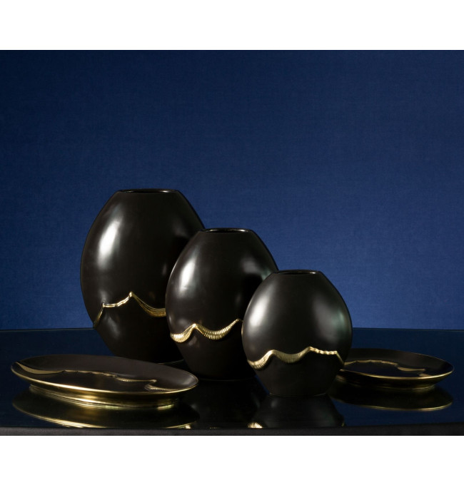 Dekorativní miska EBRU2 01 zlatá / černá