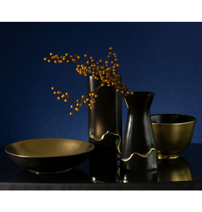 Dekorativní miska EBRU2 03 zlatá / černá