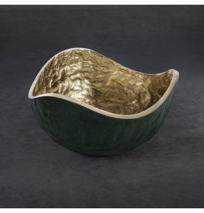 Sada dvou dekorativních misek PEDRO3 03 tmavě zelené / zlaté (2ks)