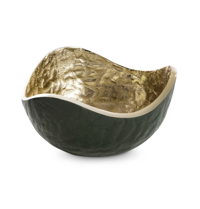 Sada dvou dekorativních misek PEDRO3 03 tmavě zelené / zlaté (2ks)