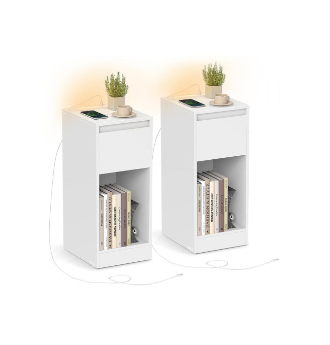 Set dvou nočních stolků s LED osvětlením LET710W01 (2 ks)
