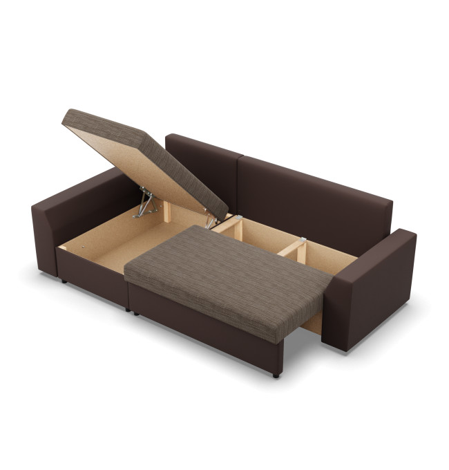 Rohová rozkládací sedačka LUGO cappuccino / hnědá