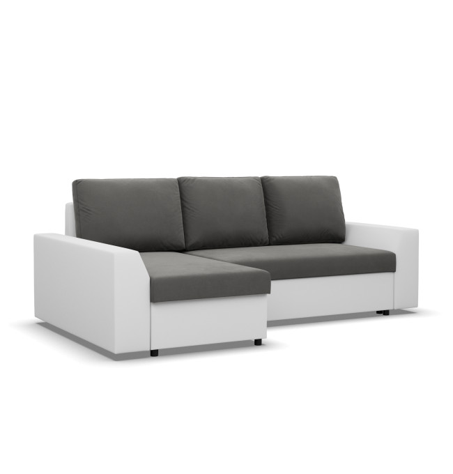 Rohová rozkládací sedačka LUGO tmavě šedá / bílá