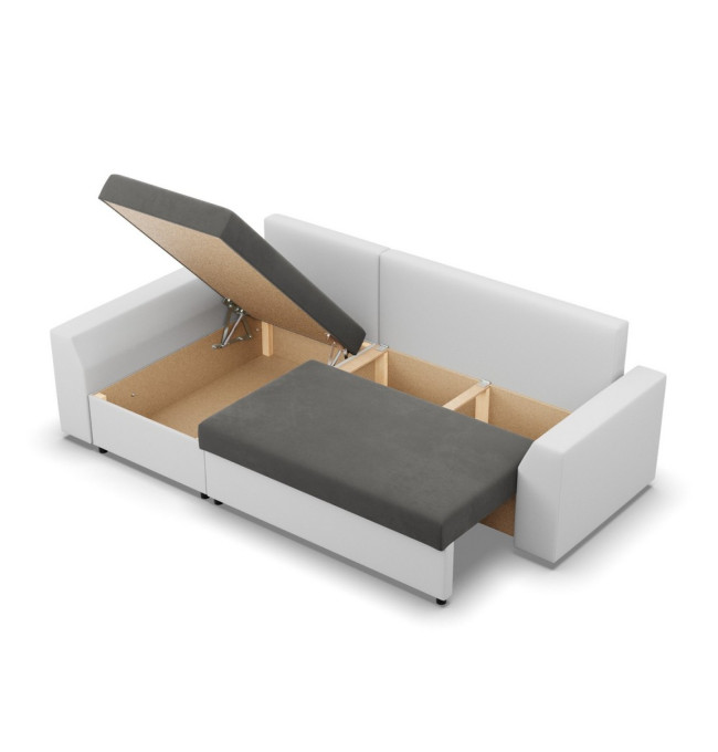 Rohová rozkládací sedačka LUGO tmavě šedá / bílá