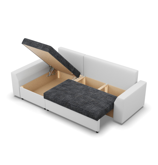 Rohová rozkládací sedačka LUGO popelová / bílá