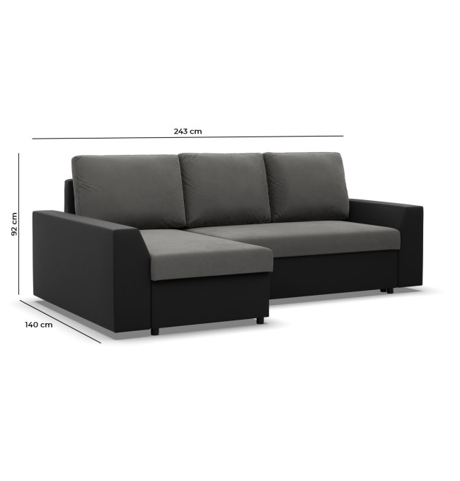 Rohová rozkládací sedačka LUGO popelová / bílá