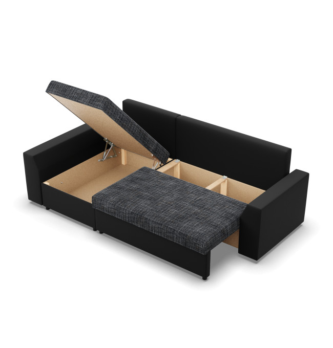Rohová rozkládací sedačka LUGO popelová / černá