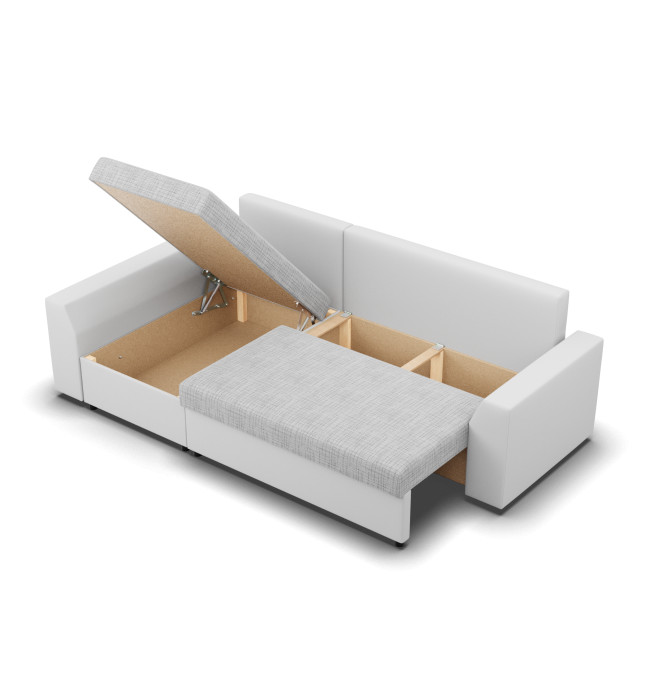 Rohová rozkládací sedačka LUGO šedá / bílá
