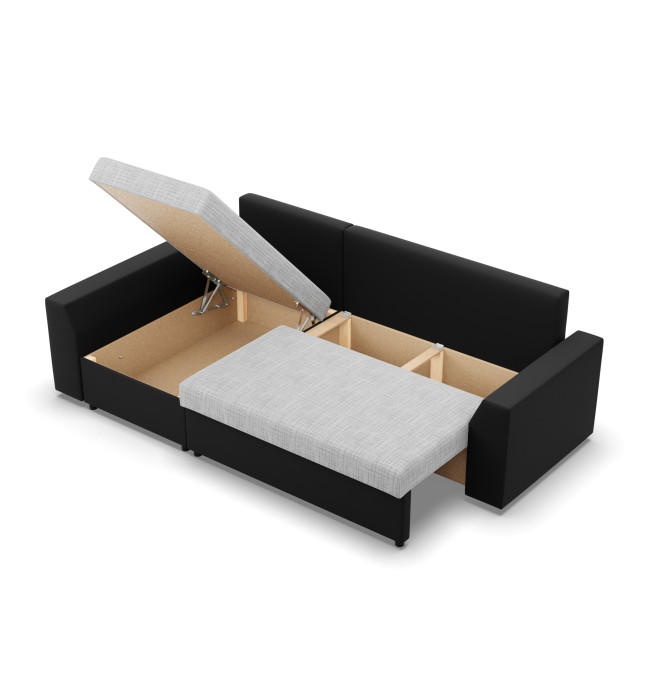 Rohová rozkládací sedačka LUGO šedá / černá