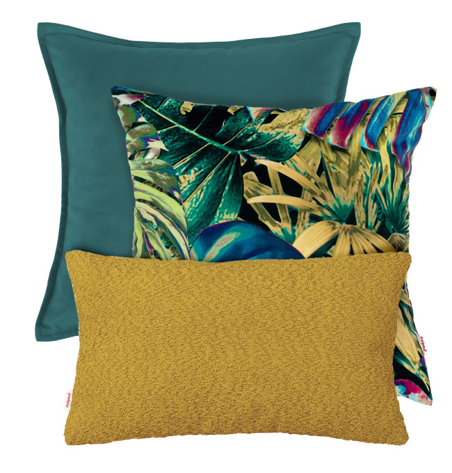 Set dekoračních polštářů Tropic hořčičový / modrý