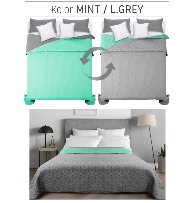 Oboustranný přehoz DIAMANTE MINT & L.GREY