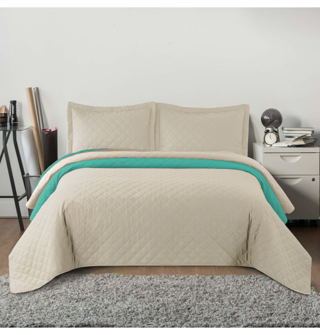 Oboustranný přehoz INEZ béžový / mátový