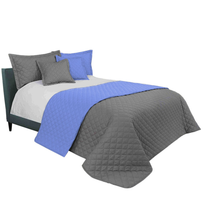 Oboustranný přehoz INEZ m.grey & blue