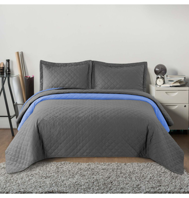 Oboustranný přehoz INEZ m.grey & blue