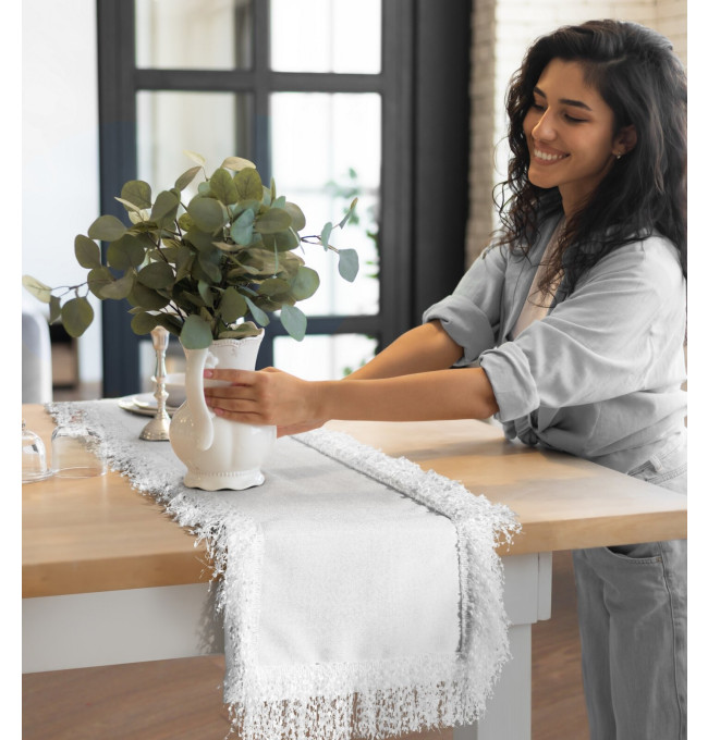 Ubrus JASPER bílý kruh