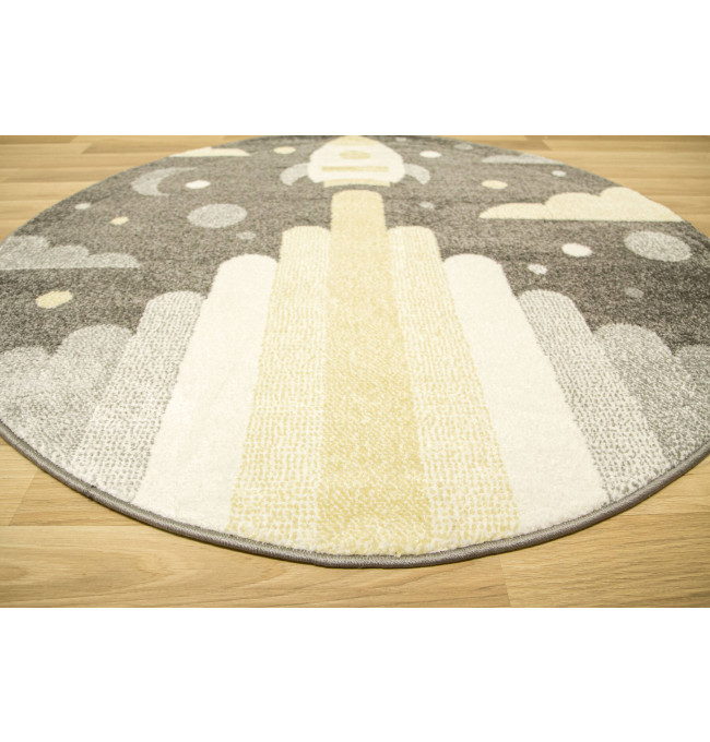 Koberec Lima G756A raketa, šedý / žlutý kruh