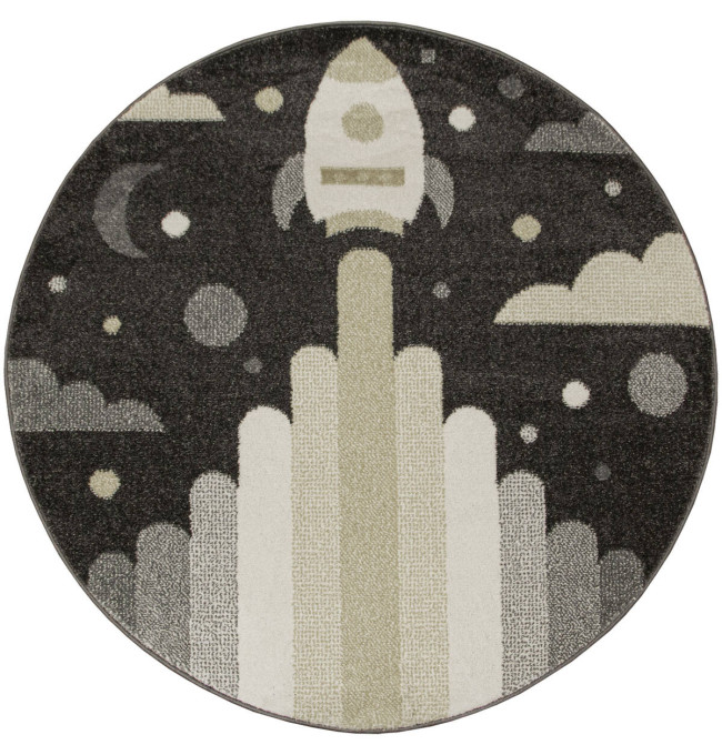Koberec Lima G756A raketa, šedý / žlutý kruh