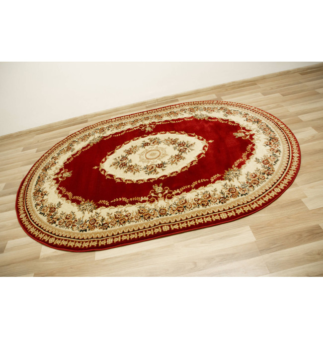 Koberec Super Rose 1898A ornament / květinový, červený / krémový ovál