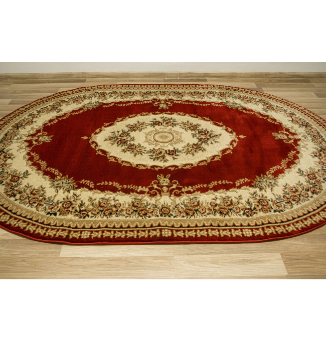 Koberec Super Rose 1898A ornament / květinový, červený / krémový ovál