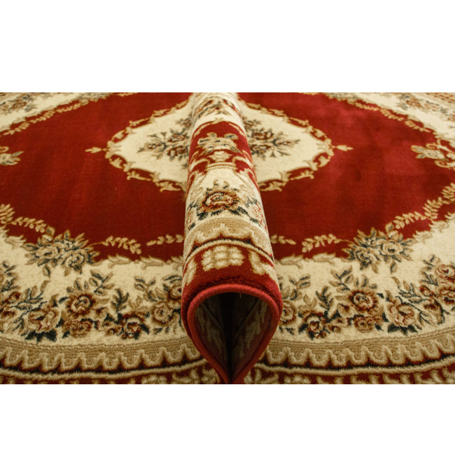 Koberec Super Rose 1898A ornament / květinový, červený / krémový ovál