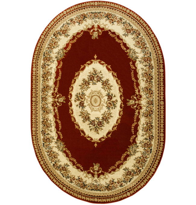 Koberec Super Rose 1898A ornament / květinový, červený / krémový ovál