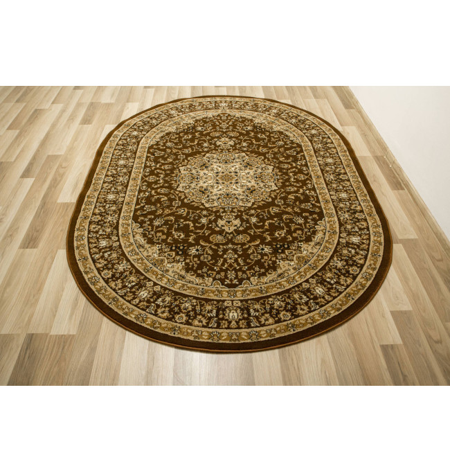 Koberec Super Rose 3619A Ornament, hnědý / béžový / krémový ovál