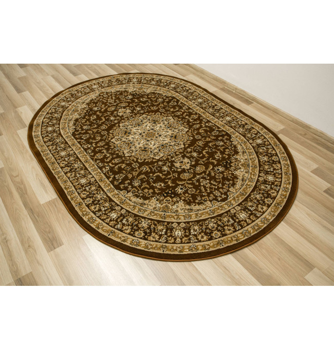 Koberec Super Rose 3619A Ornament, hnědý / béžový / krémový ovál
