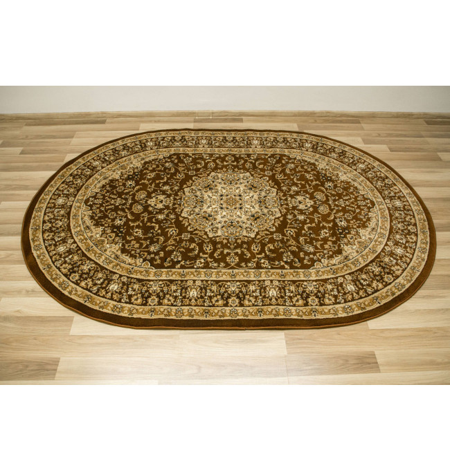 Koberec Super Rose 3619A Ornament, hnědý / béžový / krémový ovál