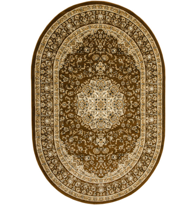 Koberec Super Rose 3619A Ornament, hnědý / béžový / krémový ovál