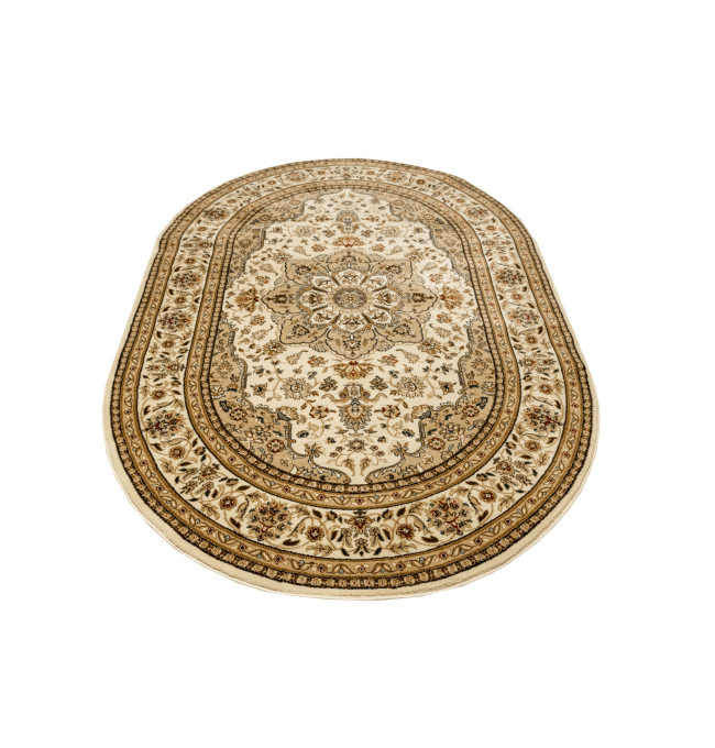Koberec Super Rose 3792A Ornament květiny, krémový / béžový ovál