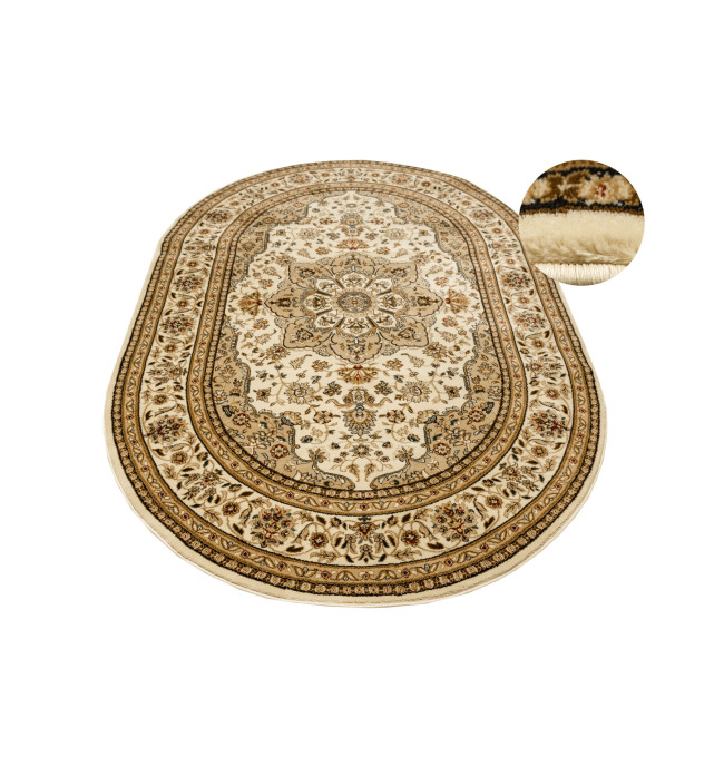 Koberec Super Rose 3792A Ornament květiny, krémový / béžový ovál