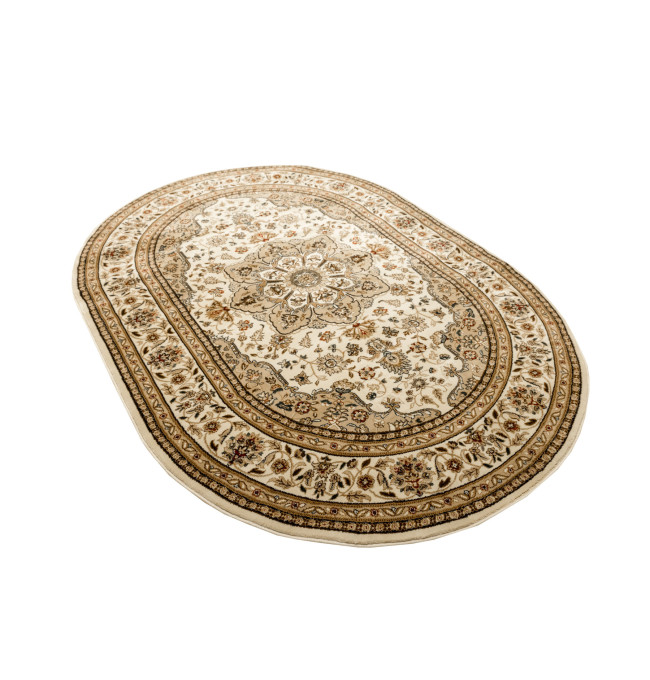 Koberec Super Rose 3792A Ornament květiny, krémový / béžový ovál
