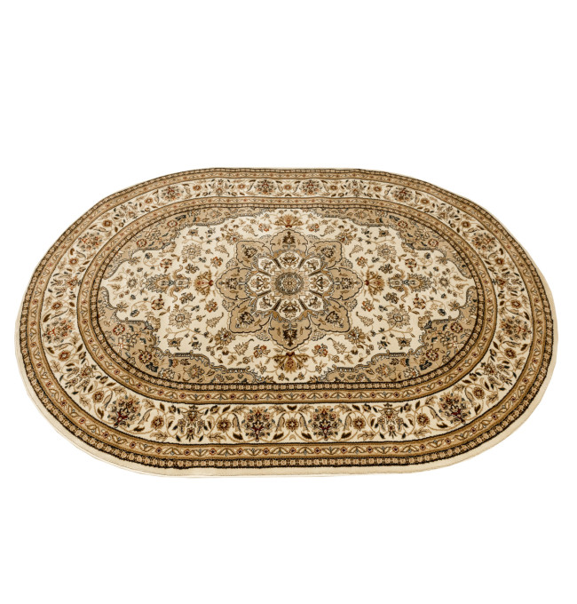Koberec Super Rose 3792A Ornament květiny, krémový / béžový ovál