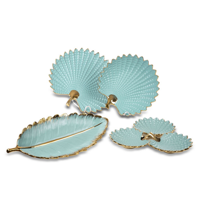 Dekorační miska HIRAL 4 02 světle modrá / zlatá