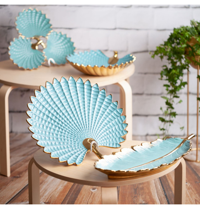 Dekorační miska HIRAL 4 01 světle modrá / zlatá