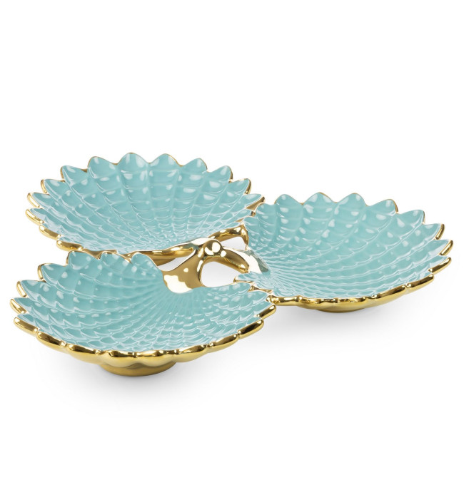 Dekorační miska HIRAL 4 01 světle modrá / zlatá