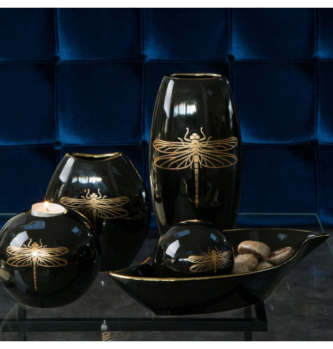 Dekorační miska LORI 02 černá / zlatá