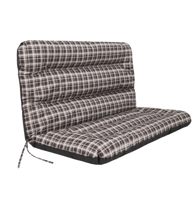 Polštář na houpačku ANIA 120 cm károvaný, hnědý