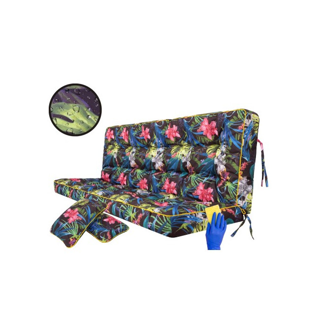 Polštář na zahradní houpačku POLA 180 cm barevné listy